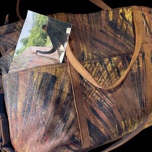 Brown and Black Abstract Tote Bag